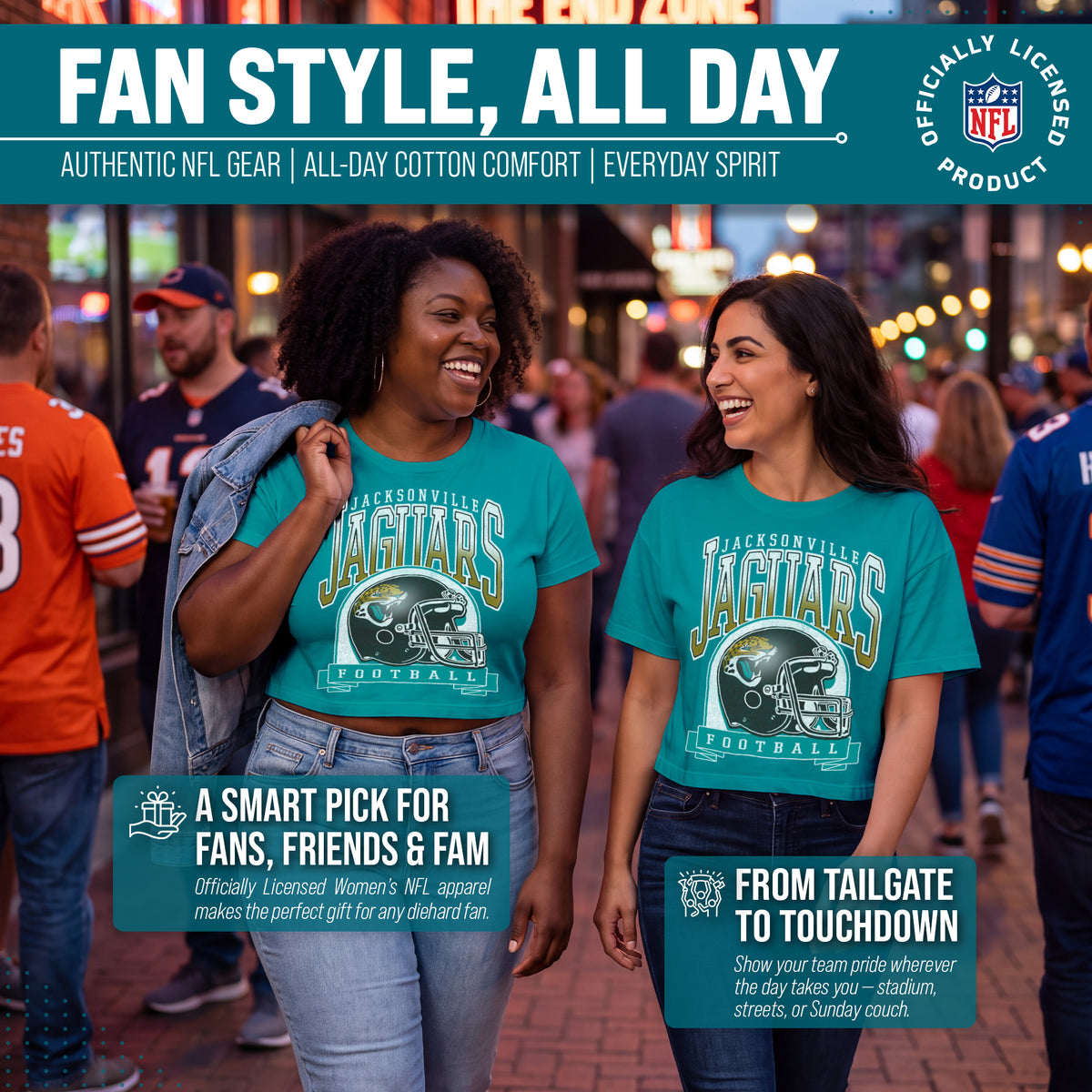 Jacksonville Jaguars  Women's Franchise Helmet Crop T-Shirt Mock Neck - Teal