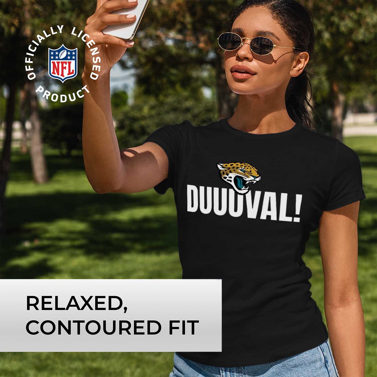 Jacksonville Jaguars NFL Womens Plus Size Team Slogan Short Sleeve T-Shirt - Black