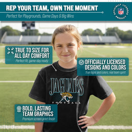 Jacksonville Jaguars NFL Youth Overtime Blueprint Football T-Shirt Unisex Tag Free Comfortable - Black