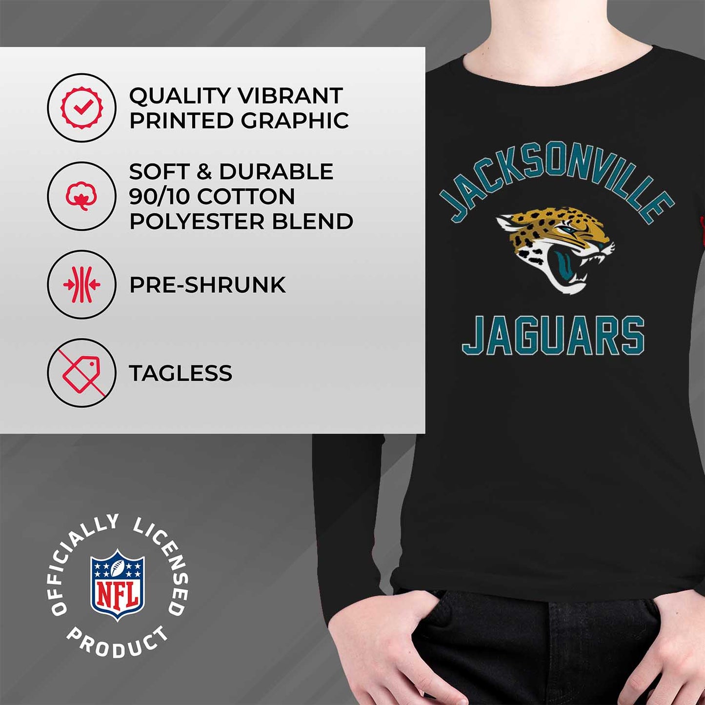 Jacksonville Jaguars NFL Youth Gameday Crewneck Sweatshirt - Black