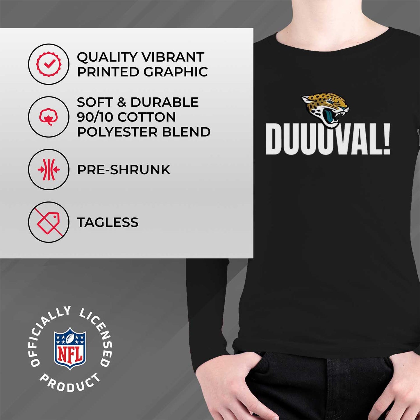 Jacksonville Jaguars NFL Youth Team Slogan Long Sleeve Shirt  - Black