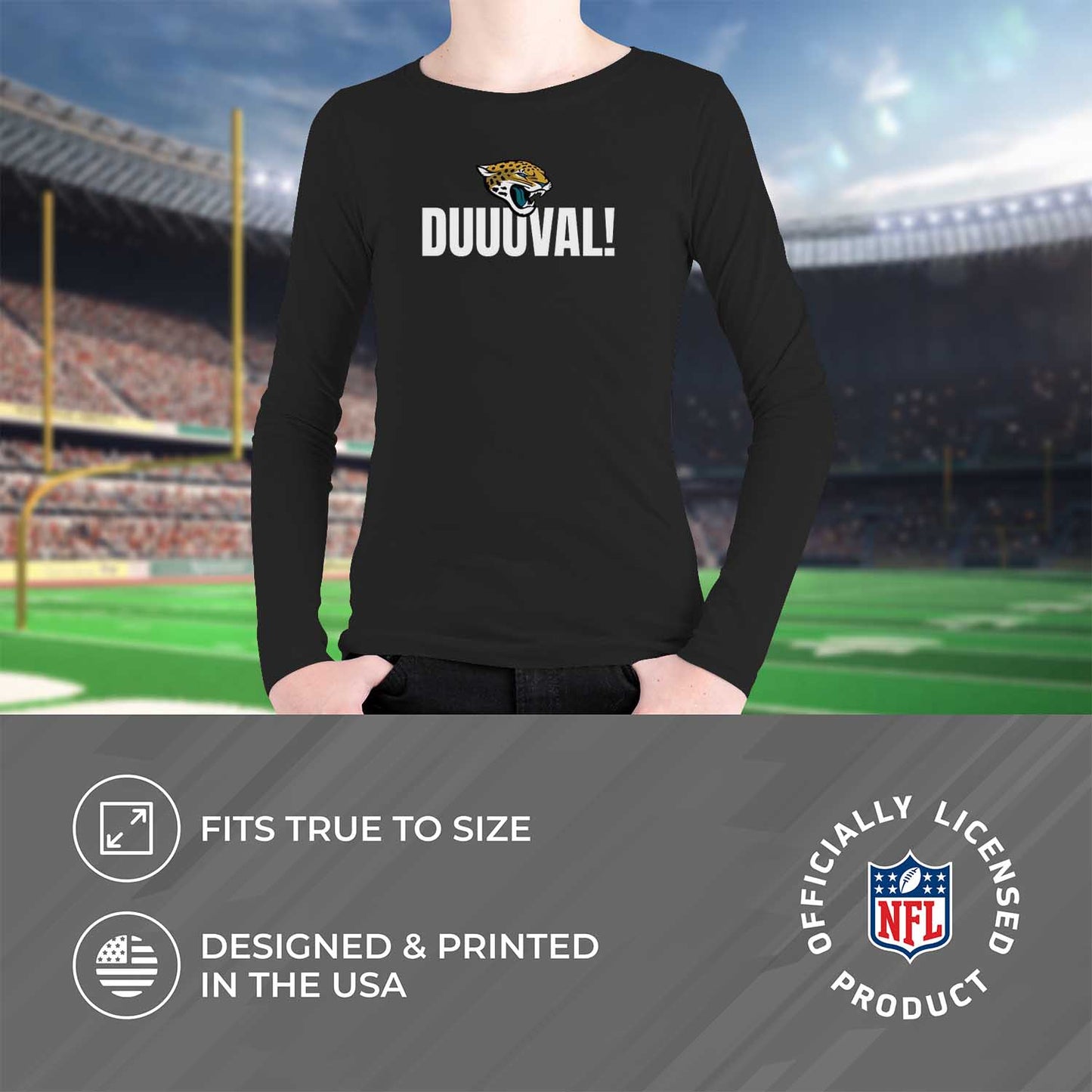 Jacksonville Jaguars NFL Youth Team Slogan Long Sleeve Shirt  - Black