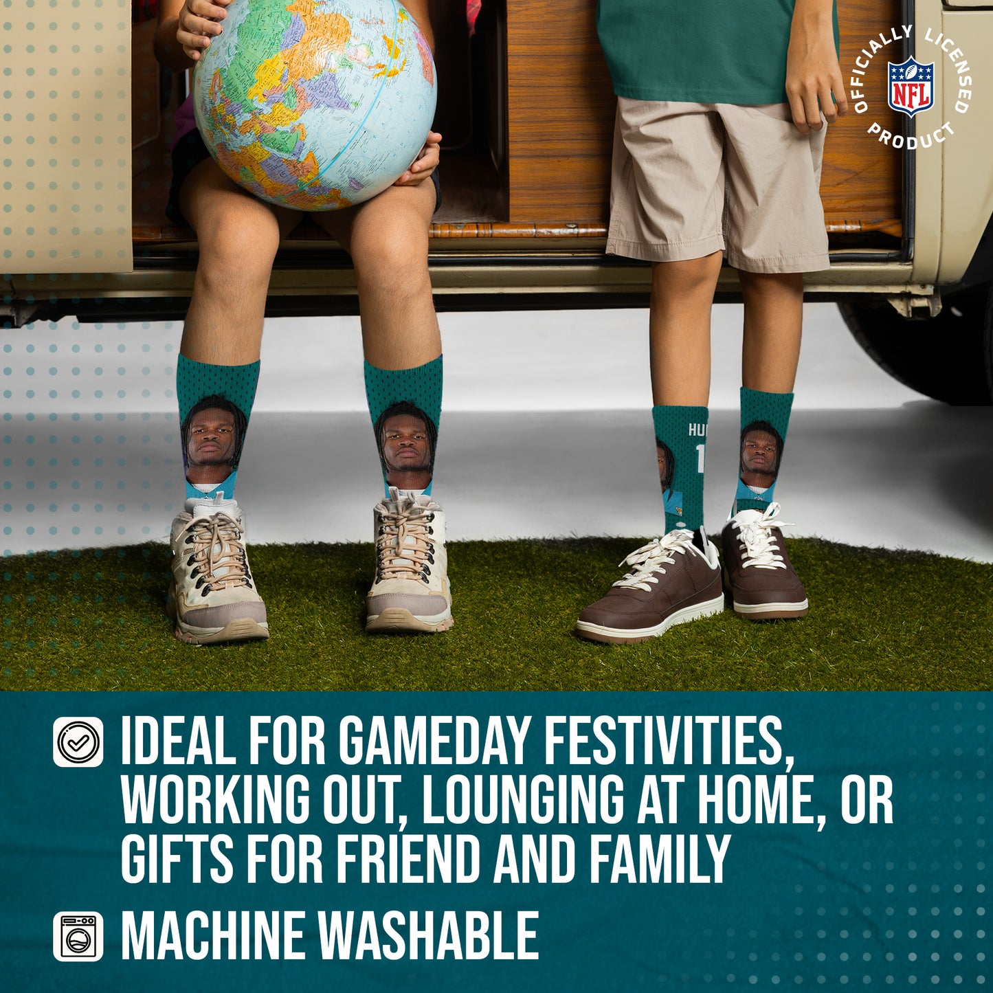 Jacksonville Jaguars NFL Youth Roster Player Crew Socks - Teal