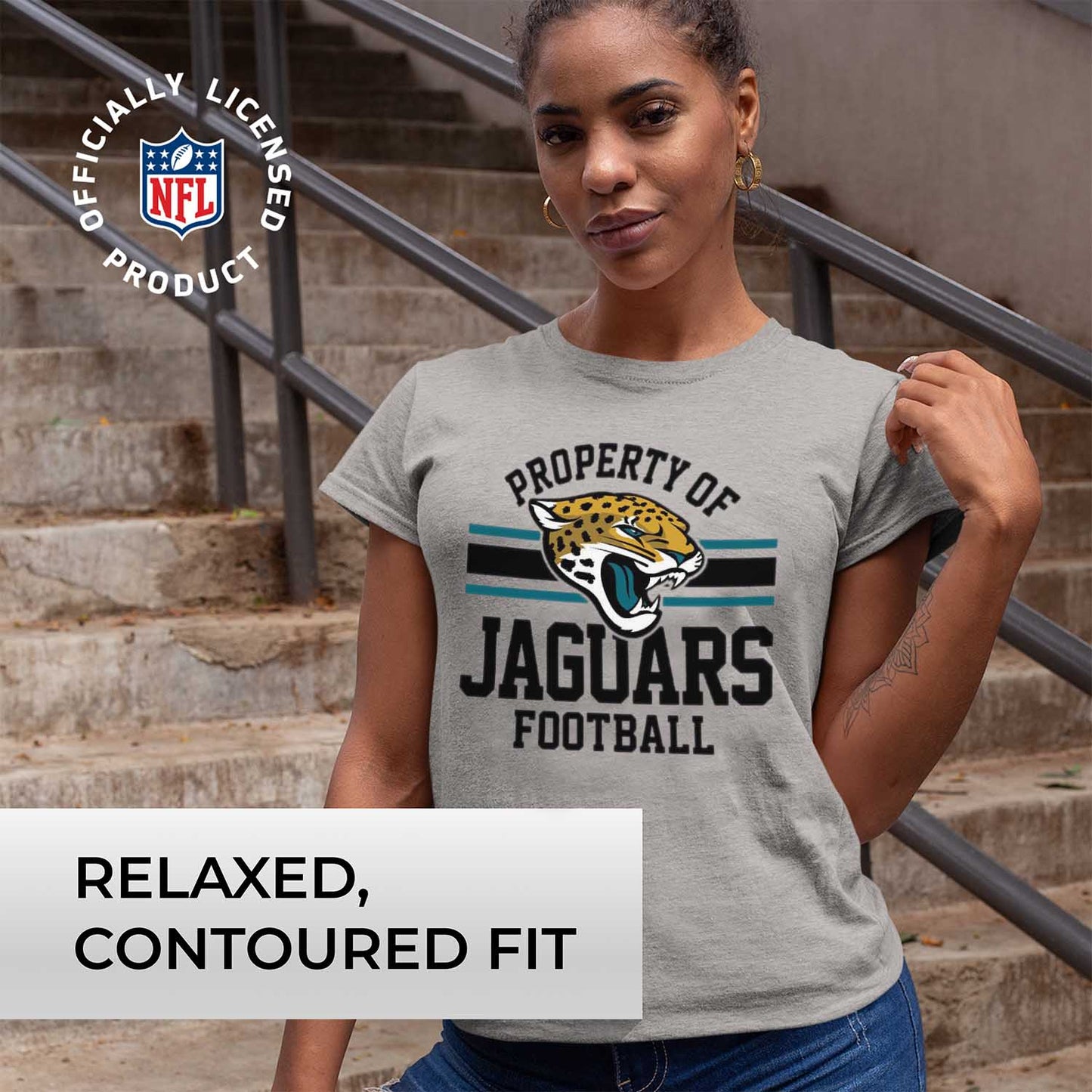 Jacksonville Jaguars NFL Women's Property Of Lightweight Plus Size T-Shirt - Sport Gray