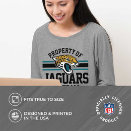 Jacksonville Jaguars NFL Womens Plus Size Property of Lightweight Crew Neck - Sport Gray