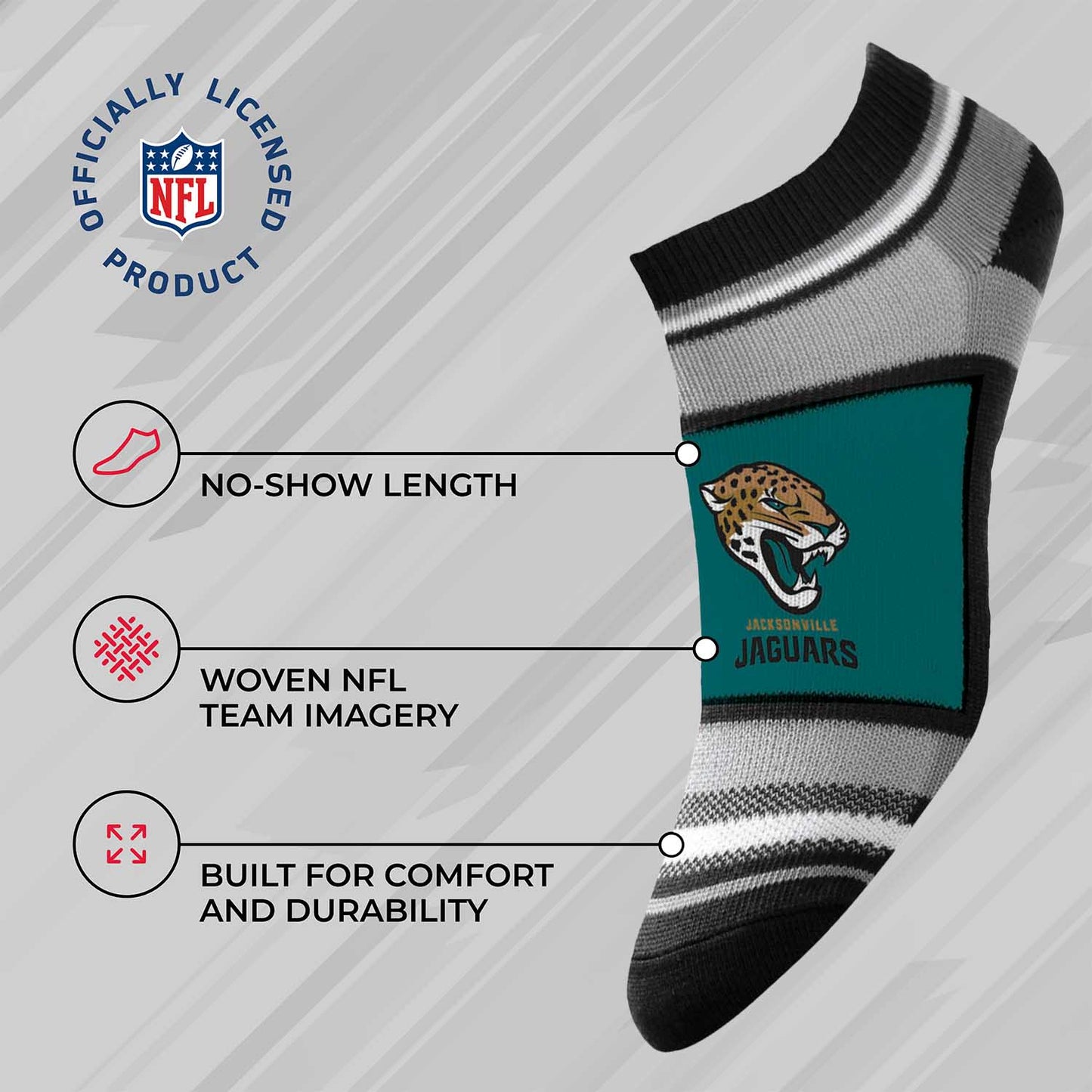 Jacksonville Jaguars Adult Marquis Addition No Show Socks - Teal