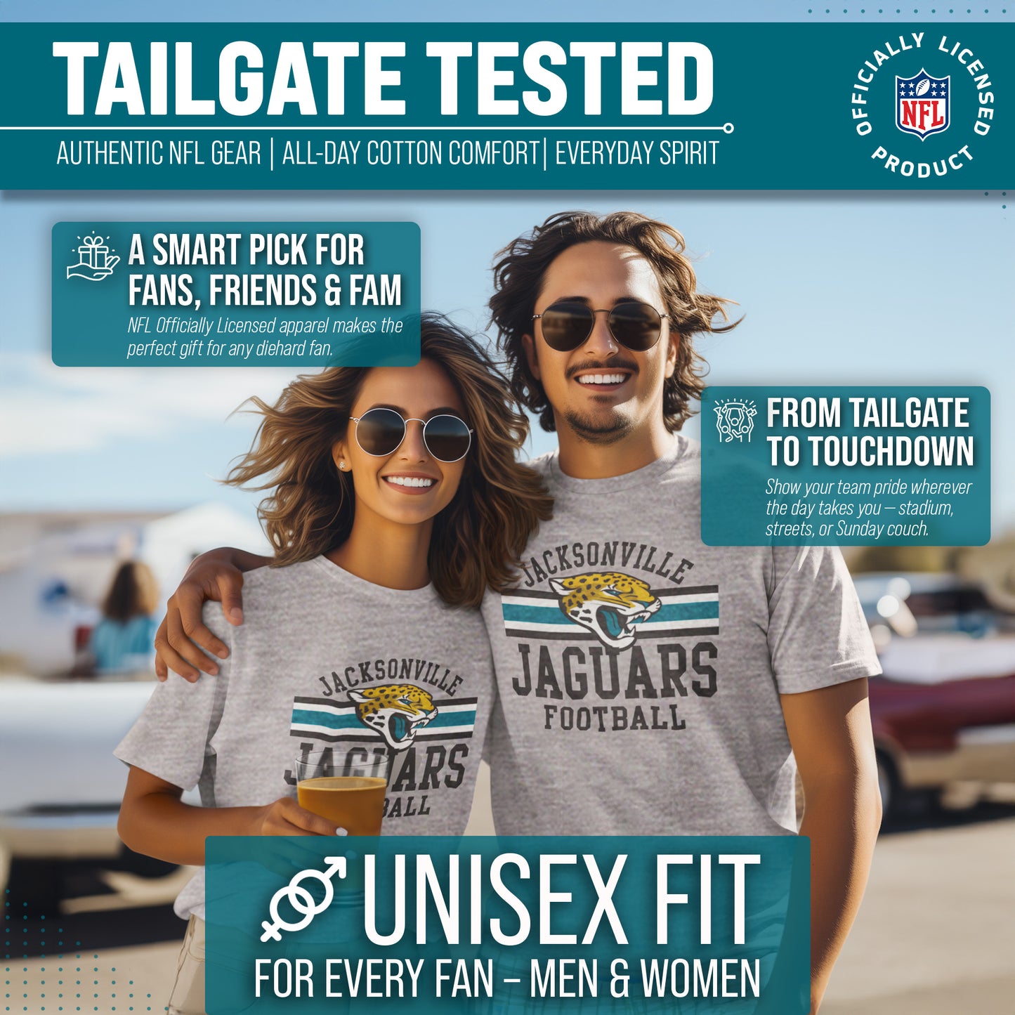 Jacksonville Jaguars NFL Adult Short Sleeve Team Stripe Tee - Sport Gray
