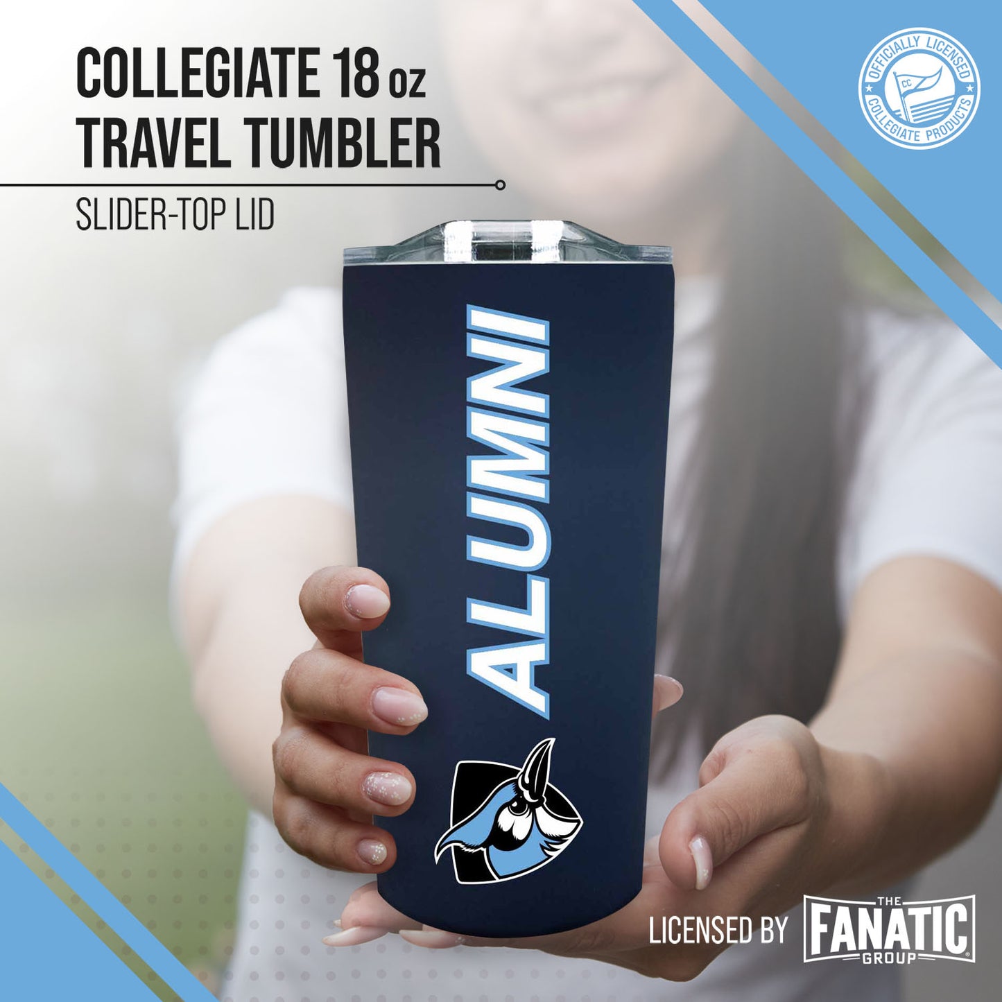 Johns Hopkins Blue Jays Collegiate Stainless Steel Travel Tumbler for Alumni - Navy
