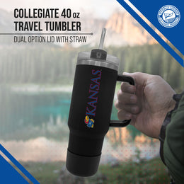 Kansas Jayhawks College & University 40 oz Travel Tumbler With Handle - Black