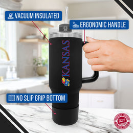 Kansas Jayhawks College & University 40 oz Travel Tumbler With Handle - Black