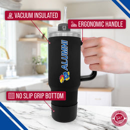 Kansas Jayhawks Collegiate 40oz Stainless Steel Travel Tumbler with Handle for Alumni - Black