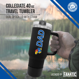 Kansas Jayhawks Collegiate 40oz Stainless Steel Travel Tumbler with Handle for Dad - Black
