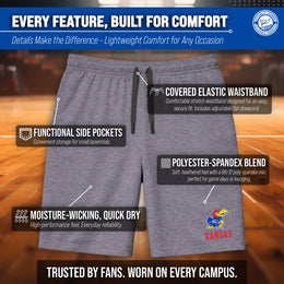 Kansas Jayhawks NCAA Men’s University Athletic Performance Shorts - Gray Heather