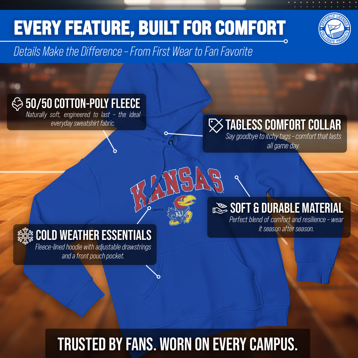 KAN Arch & Logo Gameday Hoodie - Royal