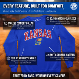 Kansas Jayhawks Adult Tackle Twill Crewneck - Royal
