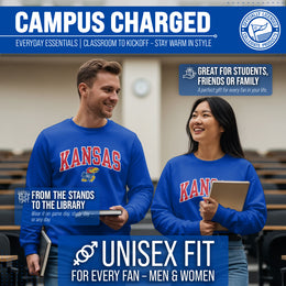 Kansas Jayhawks Adult Tackle Twill Crewneck - Royal