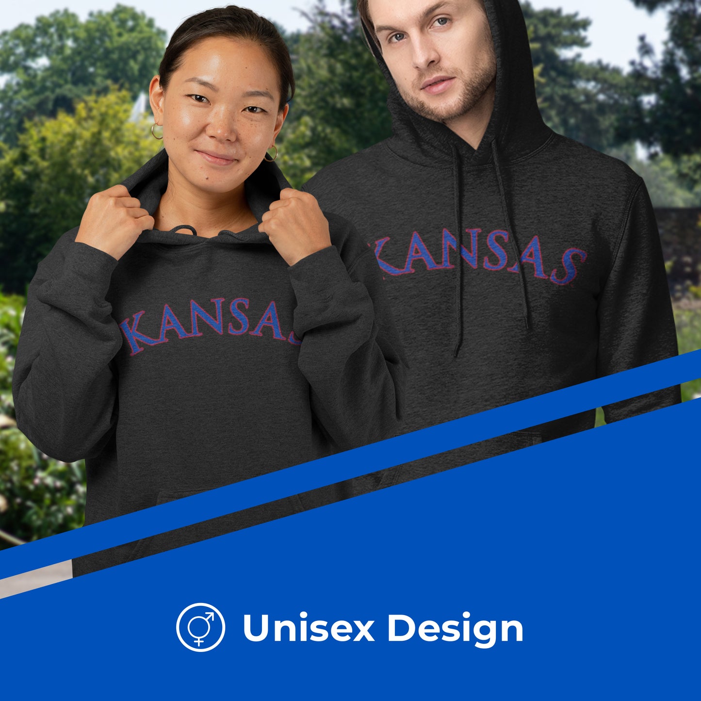 Kansas Jayhawks NCAA Adult Cotton Blend Charcoal Hooded Sweatshirt - Charcoal
