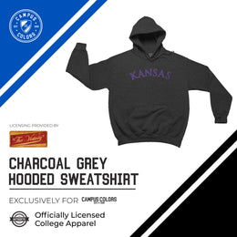 Kansas Jayhawks NCAA Adult Cotton Blend Charcoal Hooded Sweatshirt - Charcoal