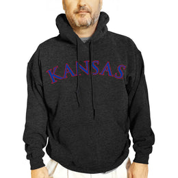 Kansas Jayhawks NCAA Adult Cotton Blend Charcoal Hooded Sweatshirt - Charcoal