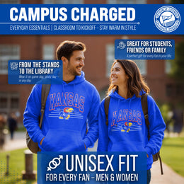 Kansas Jayhawks NCAA Adult Unisex Overtime Classics Hooded Fleece Sweatshirt - Royal
