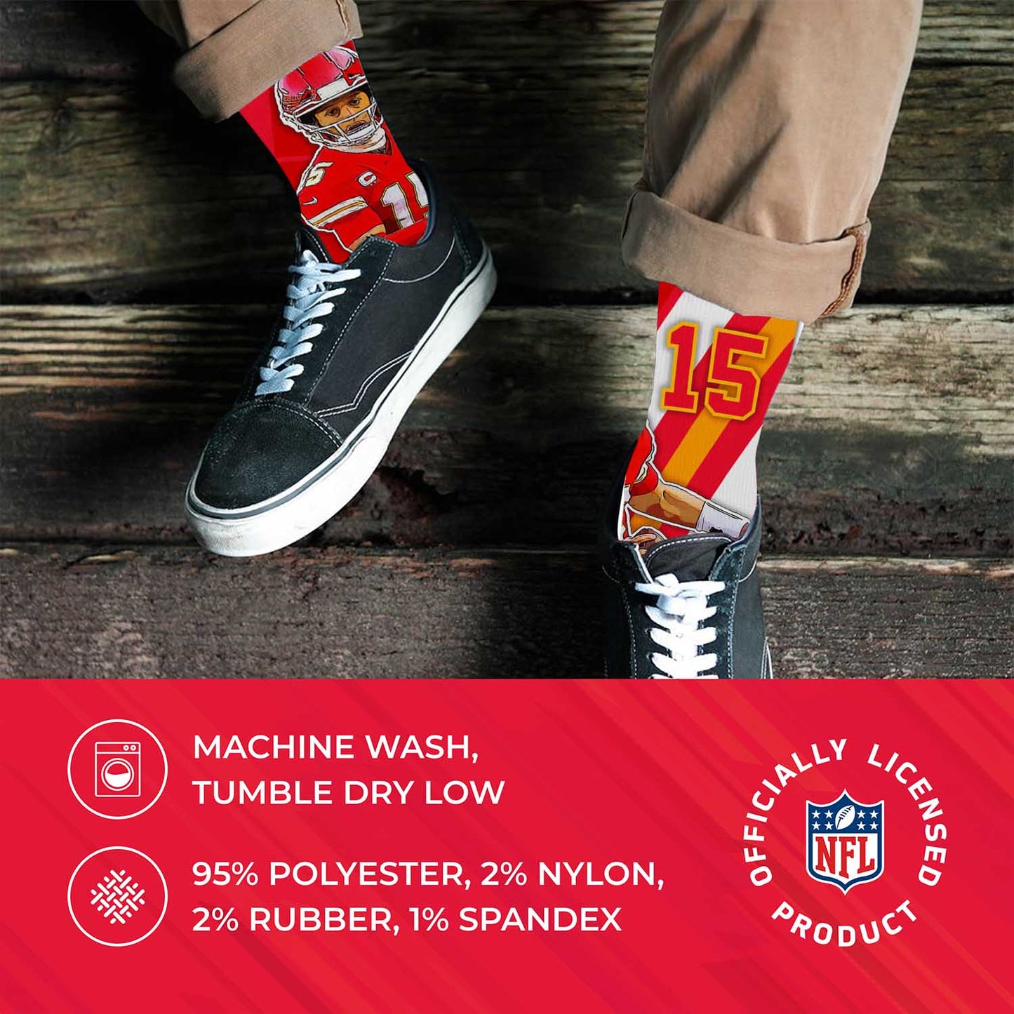 Kansas City Chiefs NFL Adult Player Stripe Sock - Red #15