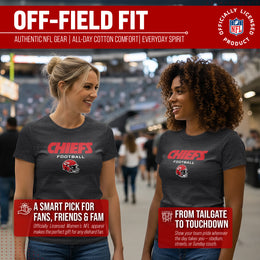 Kansas City Chiefs Women's NFL Football Helmet Short Sleeve Tagless T-Shirt - Charcoal