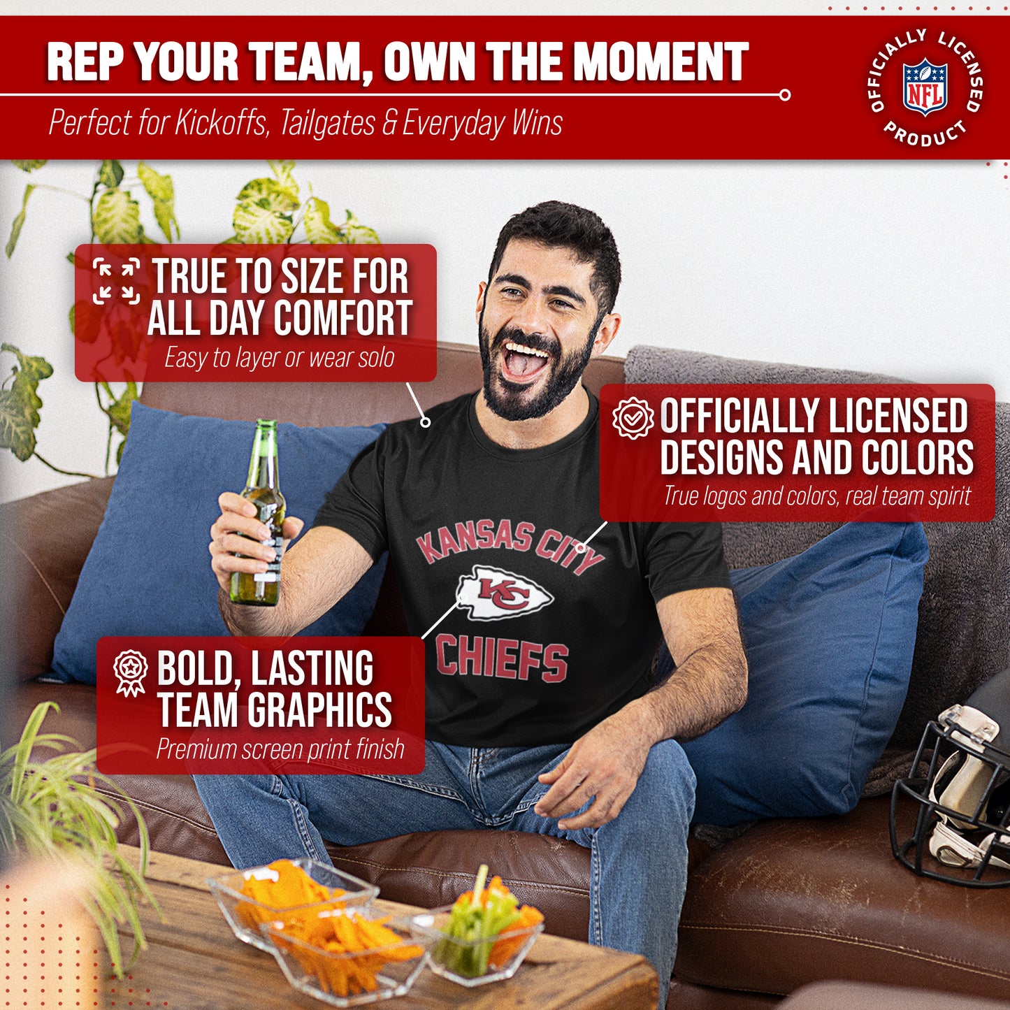 Kansas City Chiefs Team Fan Apparel NFL  Adult Gameday T-Shirt - Black