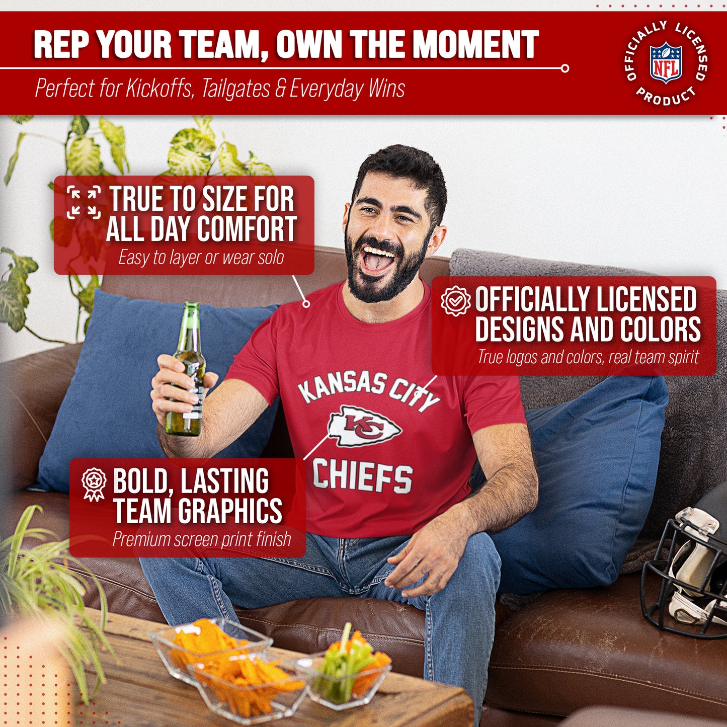 Kansas City Chiefs Team Fan Apparel NFL  Gameday T-Shirt - Red
