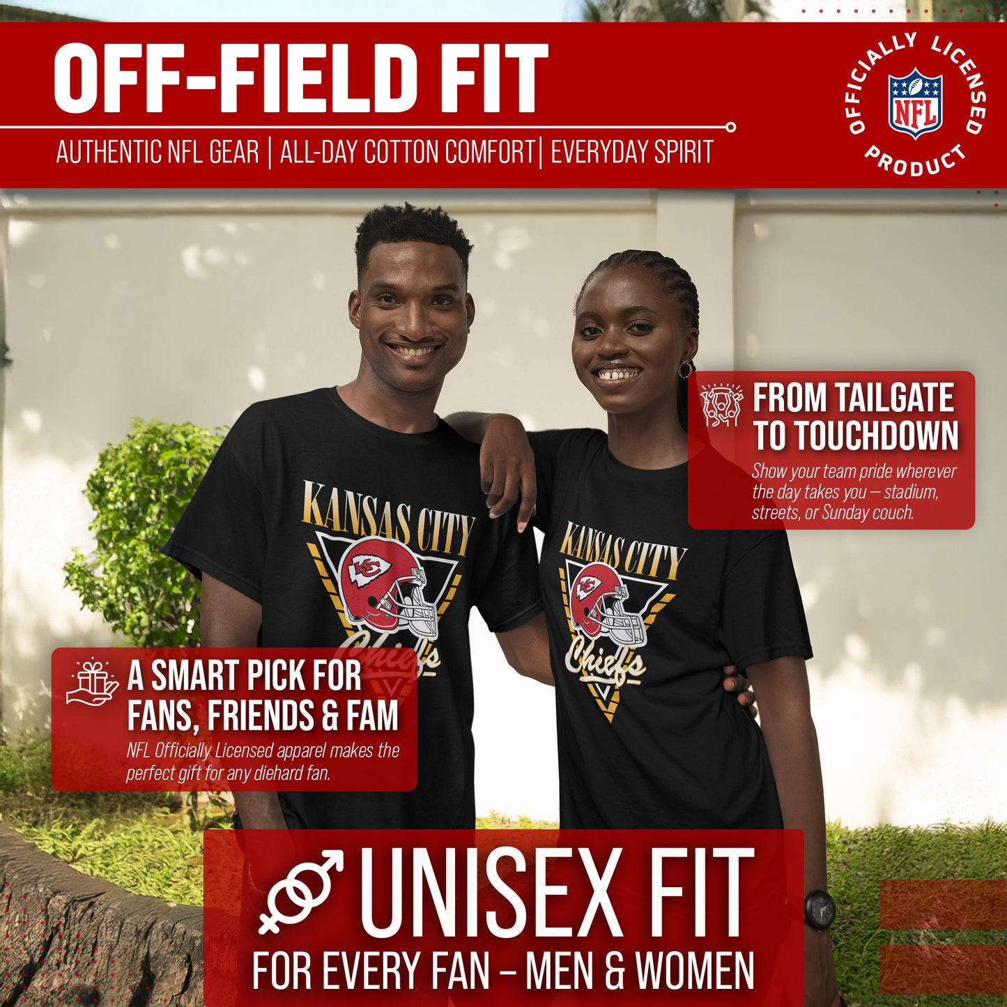 Kansas City Chiefs NFL Adult Retro Triangle Unisex T-Shirt - Black