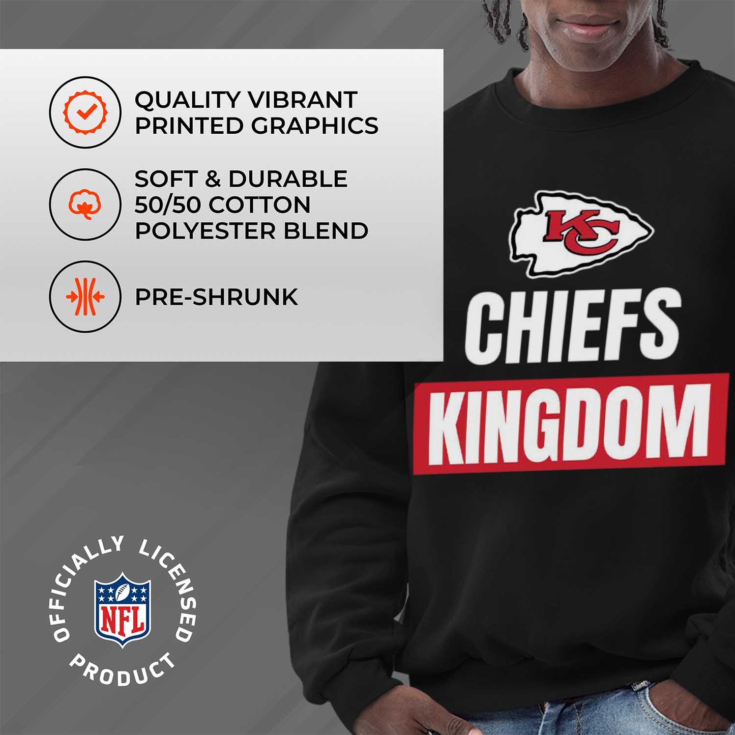 Kansas City Chiefs NFL Adult Slogan Crewneck Sweatshirt - Black