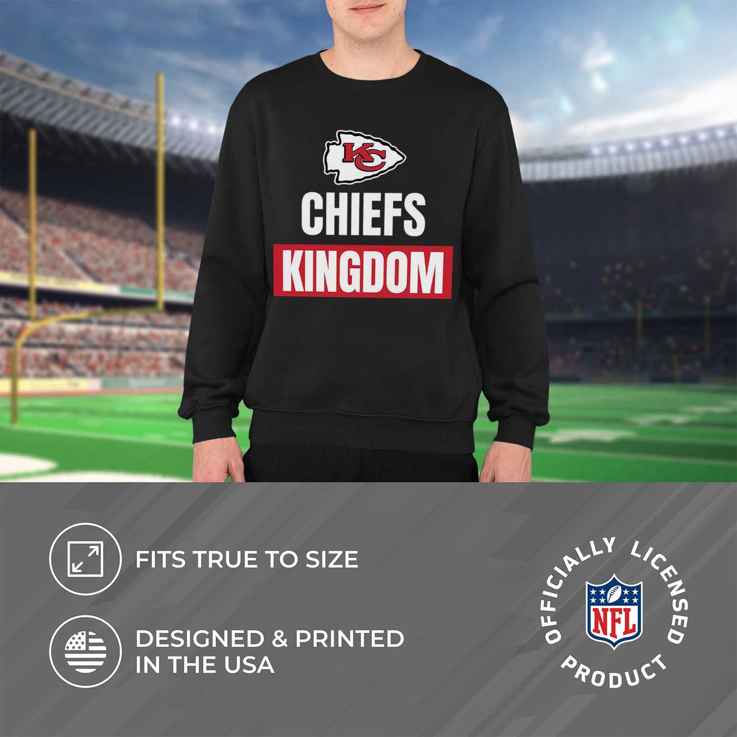 Kansas City Chiefs NFL Adult Slogan Crewneck Sweatshirt - Black