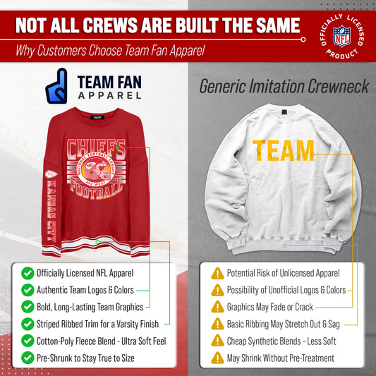 Kansas City Chiefs NFL  Men's Franchise Striped Rib Oversized Crewneck - Red