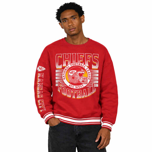 Kansas City Chiefs  NFL Franchise Striped Rib Oversized Crewneck Men - Red