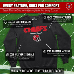Kansas City Chiefs Adult NFL Football Helmet Heather Crewneck Sweatshirt - Charcoal