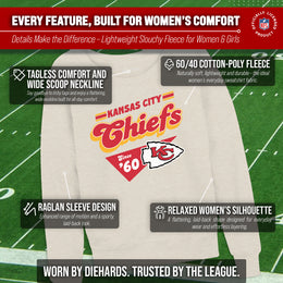 Kansas City Chiefs NFL Womens Vintage Charm French Terry Slouchy Top - Birch