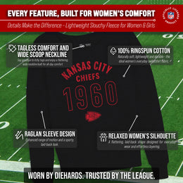 Kansas City Chiefs NFL Womens Big Date French Terry Slouchy Top - Black