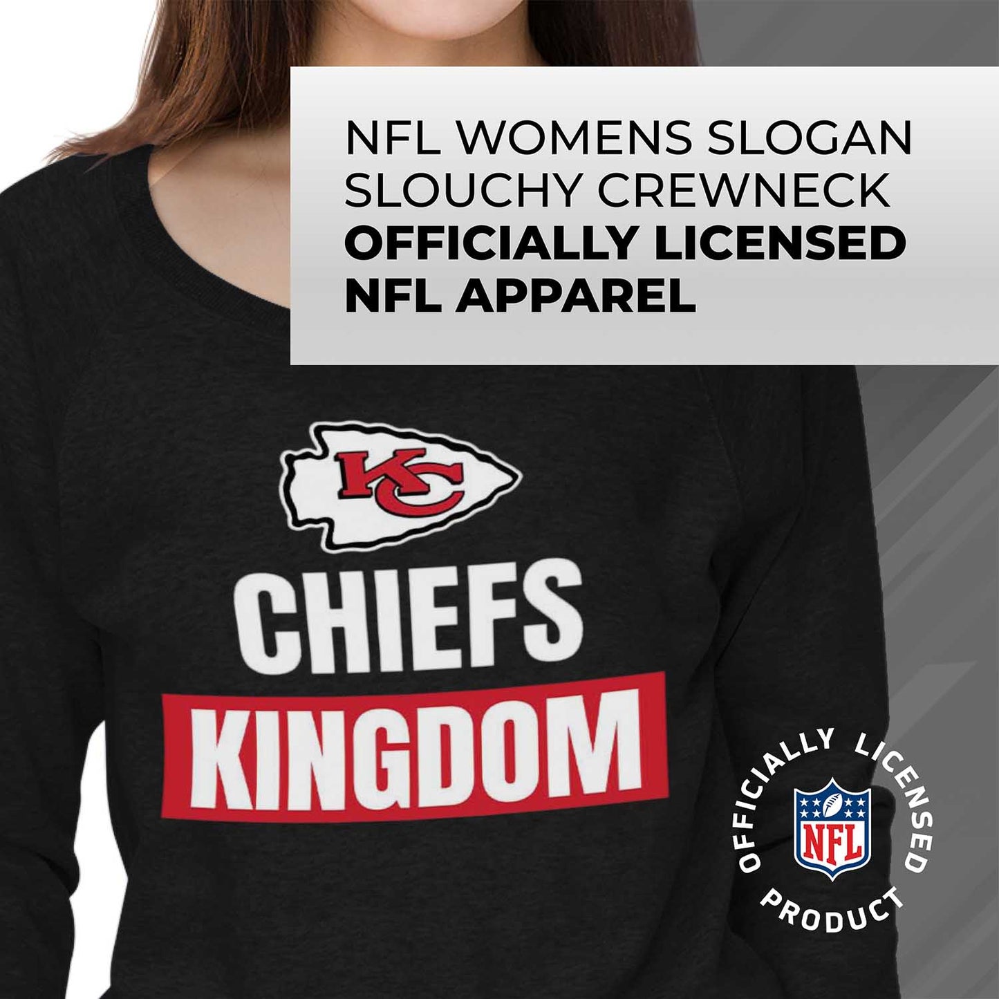 Kansas City Chiefs NFL Womens Plus Size Team Slogan Crew Neck - Black