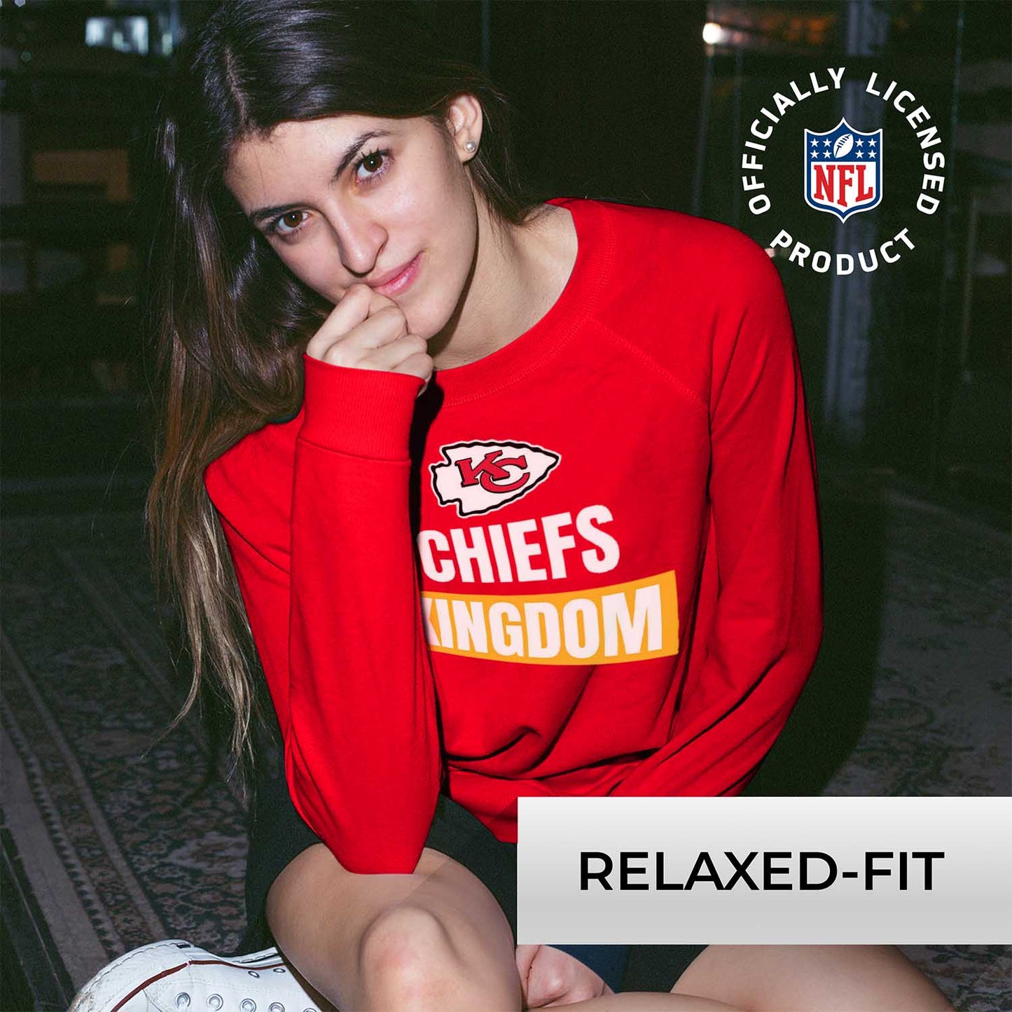Kansas City Chiefs NFL Womens Plus Size Team Slogan Crew Neck - Red