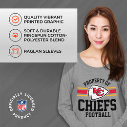 Kansas City Chiefs NFL Womens Property of Lighweight Crew Neck - Sport Gray