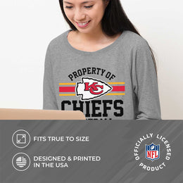 Kansas City Chiefs NFL Womens Property of Lighweight Crew Neck - Sport Gray
