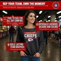 Kansas City Chiefs NFL Womens Team Block French Terry Slouchy Top - Charcoal