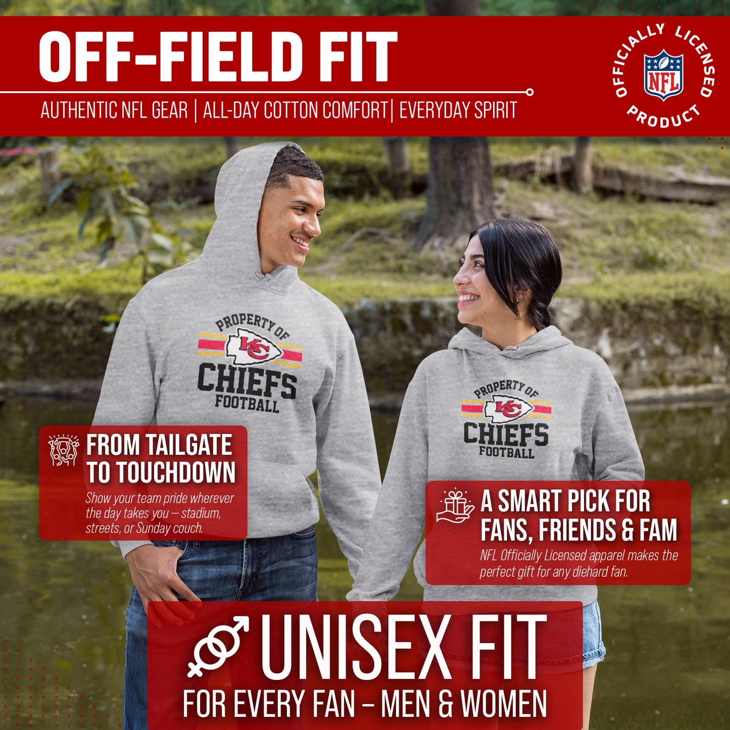 Kansas City Chiefs NFL Adult Property Of Hooded Sweatshirt - Sport Gray