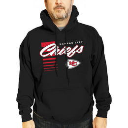 Kansas City Chiefs NFL Adult Unisex Retro Script Ultra Soft Fleece Hooded Sweatshirt - Black