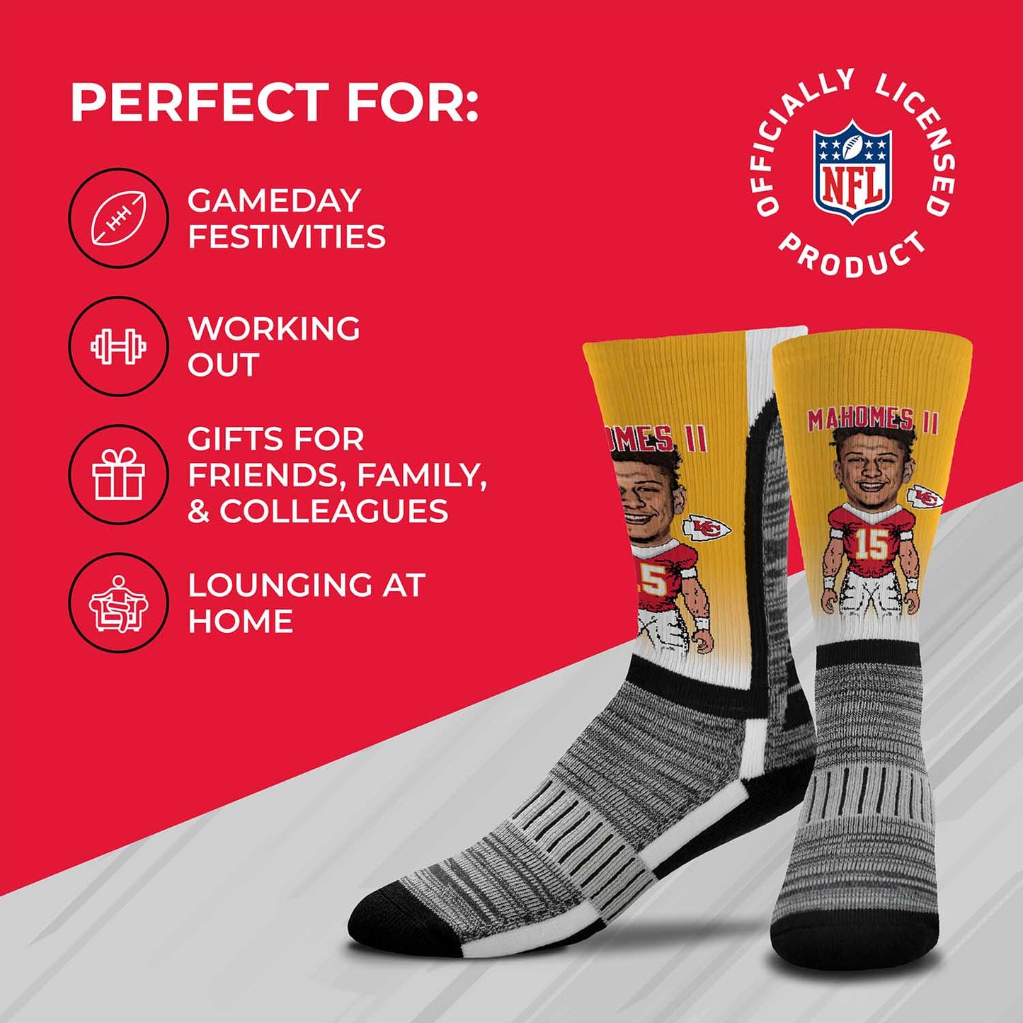 Kansas City Chiefs NFL V Curve Socks - Gold #15
