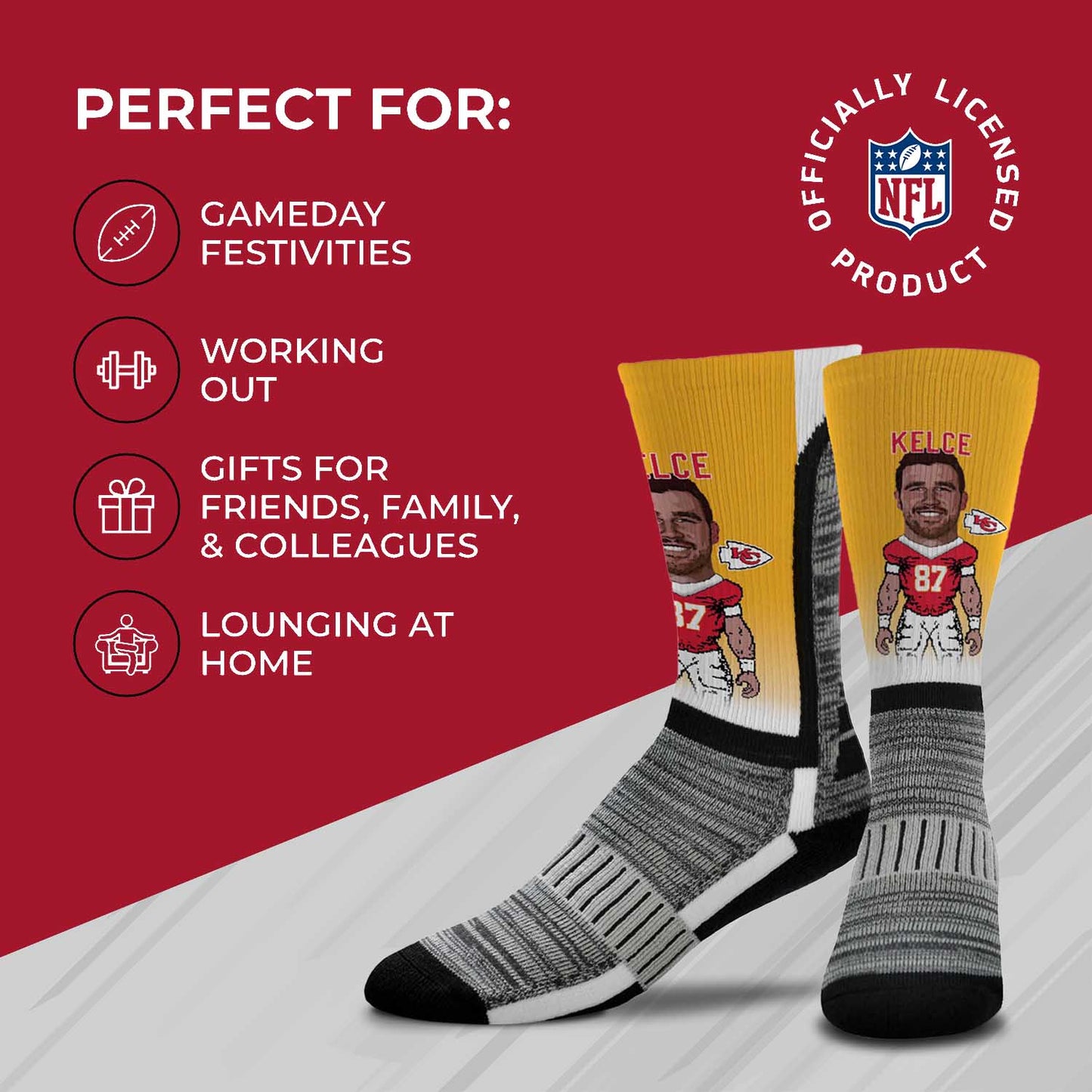 Kansas City Chiefs NFL V Curve Socks - Gold