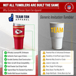 Kansas City Chiefs  30 oz Stripe Powder Coat Tumbler | NFL Stainless - Red