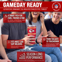 Kansas City Chiefs  30 oz Stripe Powder Coat Tumbler | NFL Stainless - Red