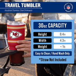 Kansas City Chiefs  30 oz Stripe Powder Coat Tumbler | NFL Stainless - Red