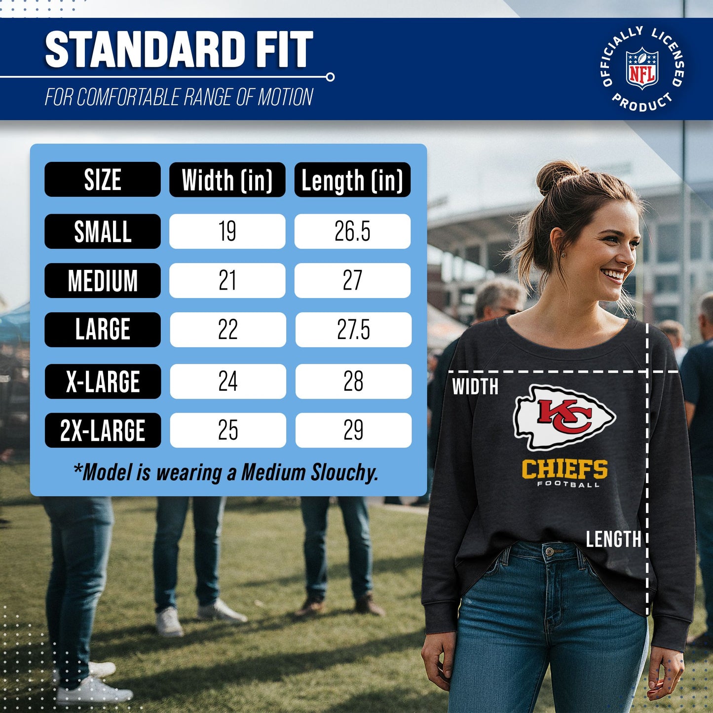 Kansas City Chiefs NFL Womens Ultimate Fan French Terry Slouchy Top- Raglan Sleeves - Charcoal