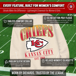 Kansas City Chiefs Womens NFL Starstruck Crewneck Pullover - Cream